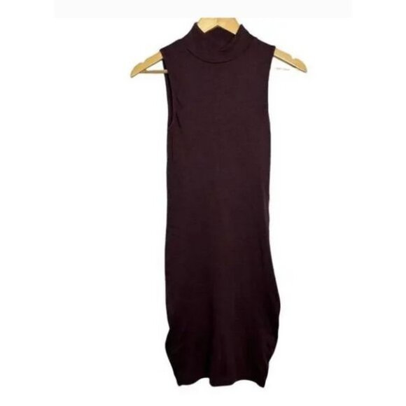 TNA Sleeveless Turtleneck Dress S Burgundy Cotton/Polyester Size XXS - Picture 5 of 7